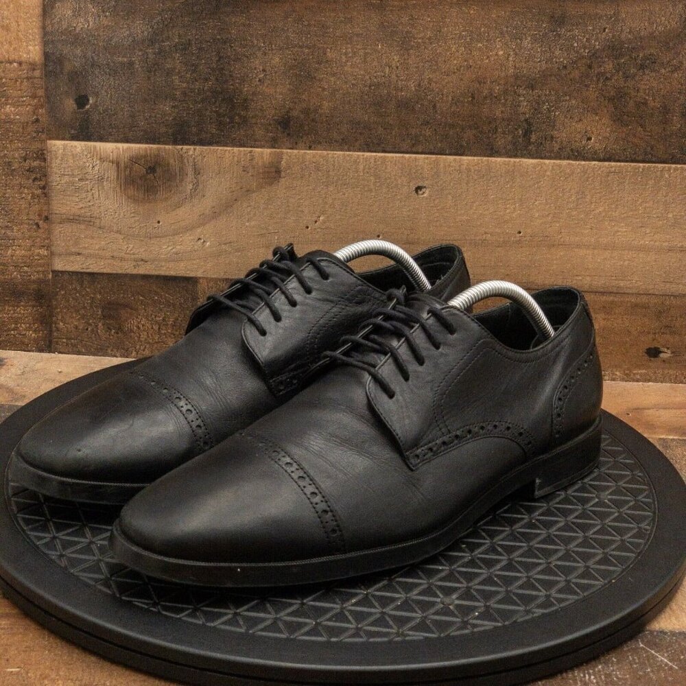 COLE HAAN GRAND OS MENS DRESS SHOES BLACK LEATHER CAP TOE OXFORDS SIZE 11M
